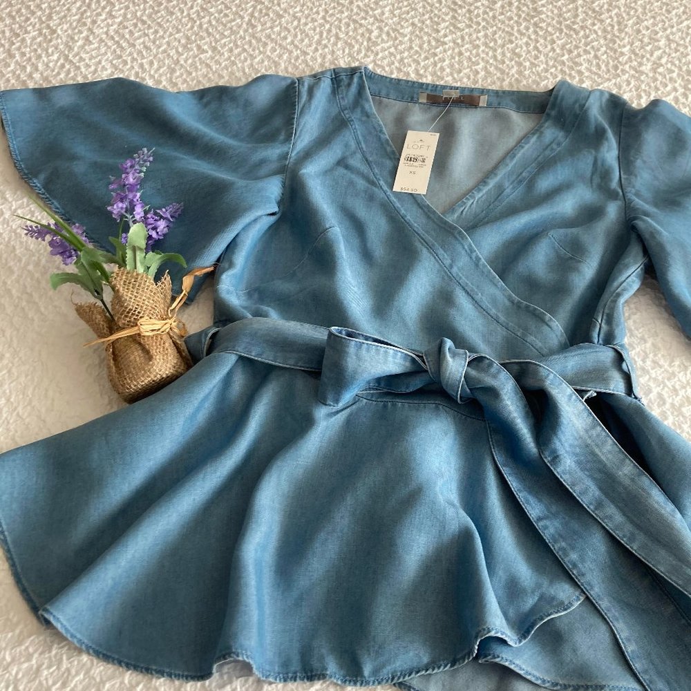 Loft Chambray Wrap Top